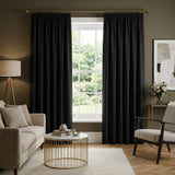 Dijon Blackout Thermal Tape Top Pencil Pleat Curtains - Black