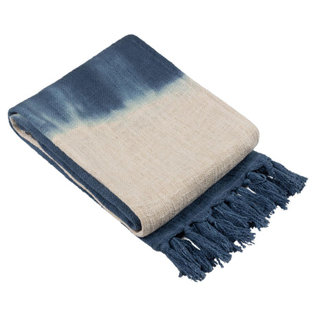 Mizu Dip Dye Fringed Cotton Throw 130cm x 170cm by furn.