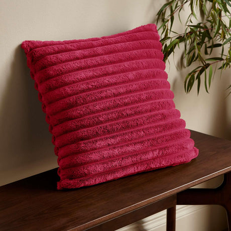 Catherine Lansfield Cosy Ribbed Filled Cushion 45cm x 45cm - Hot Pink