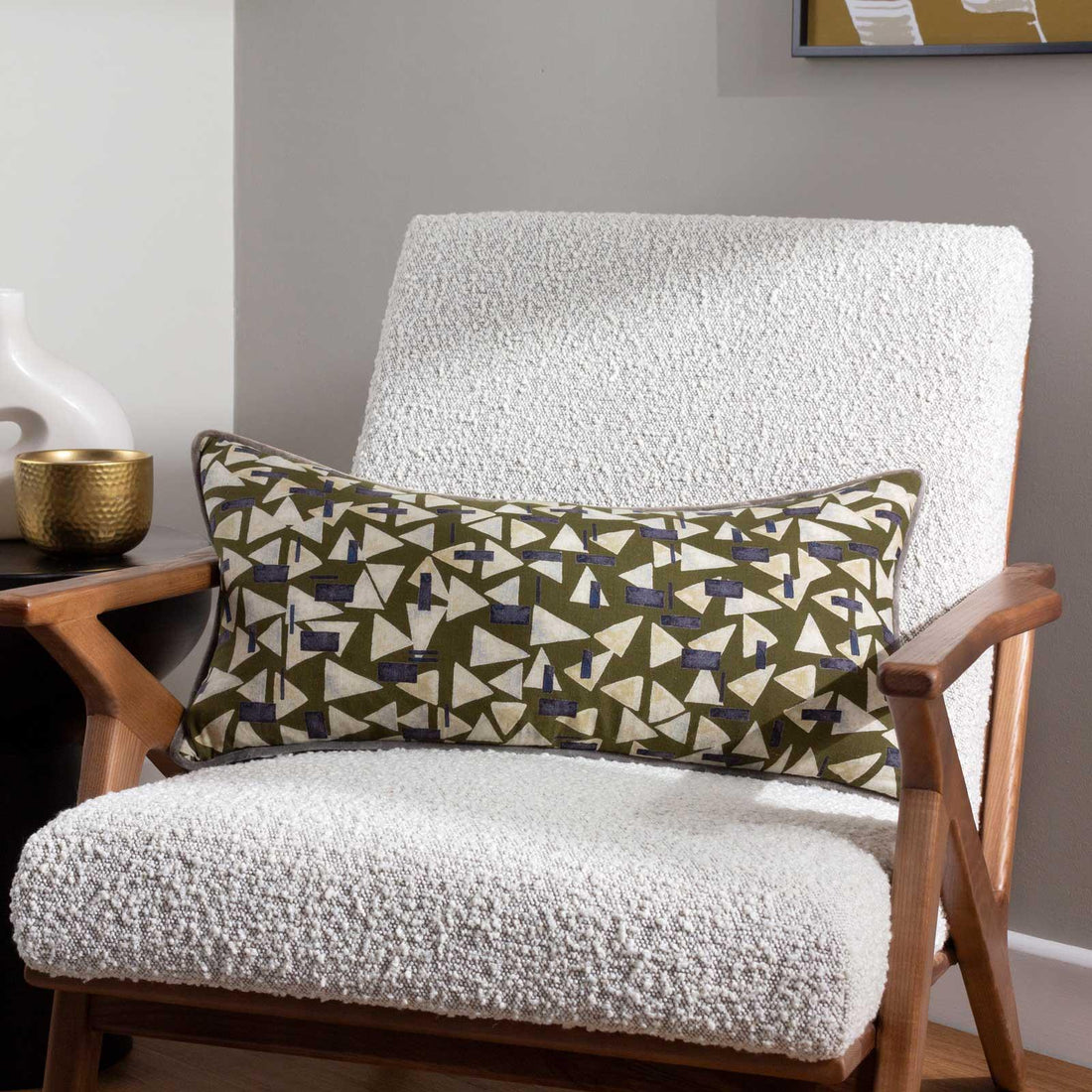 City Rectangular Cushion Khaki 100% Cotton Velvet