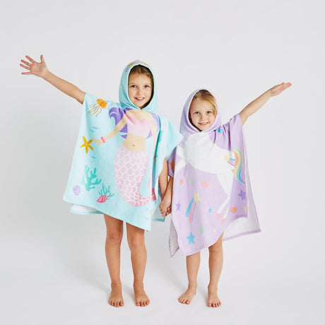 Catherine Lansfield Mermaid Kids Hooded Beach Towel Poncho 3