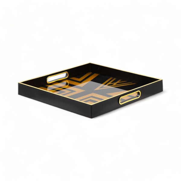Black & Gold Art Deco Square Tray