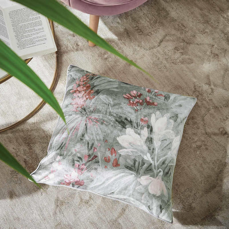 Anthea Floral Velour Cushion Cover & Filled Cushion 22" x 22" (55cm x 55cm) by Hyperion Interiors
