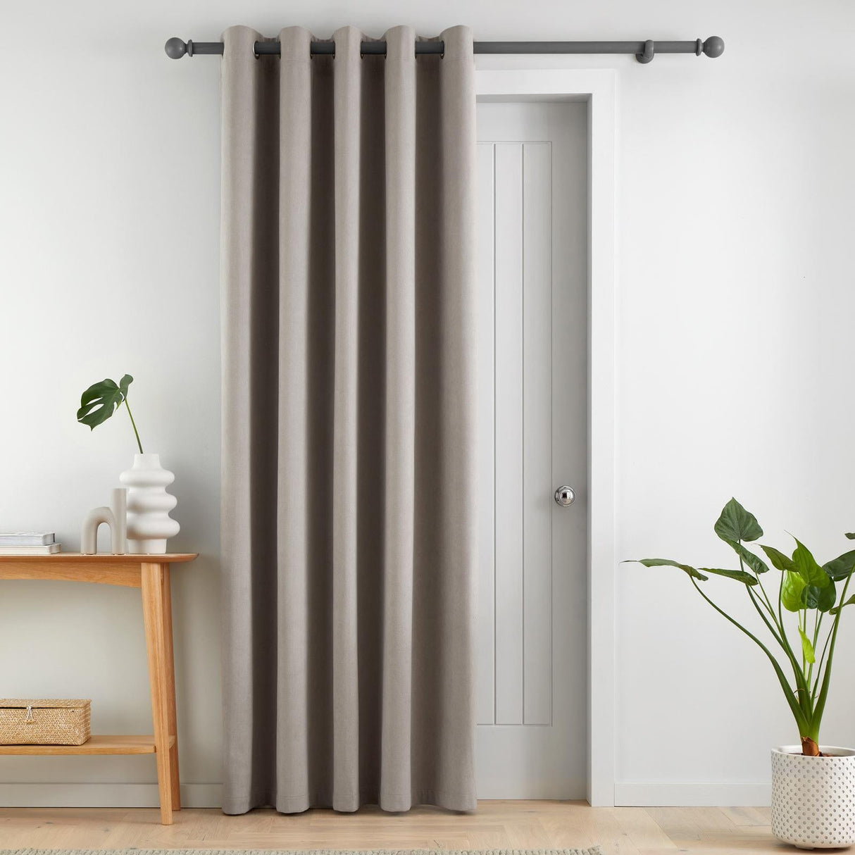 Catherine Lansfield Wilson Blackout Thermal Door Curtain Panel - Grey