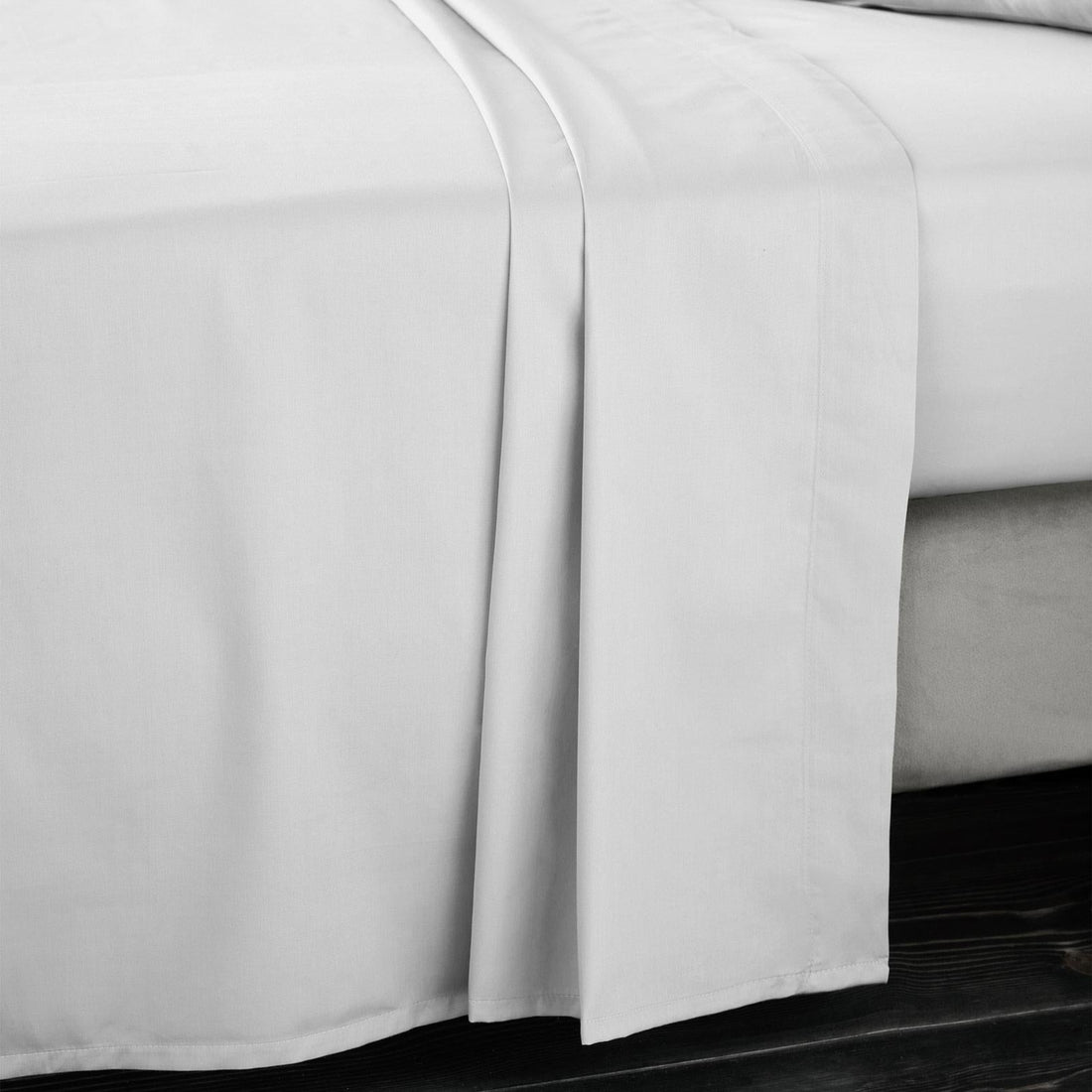 Bianca Fine Linens 400 Thread Count Sateen Dove Grey 100% Cotton Flat Sheet