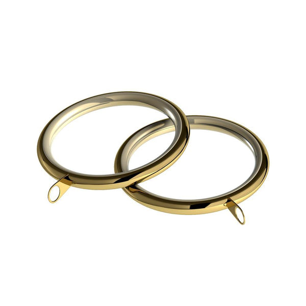 8 Pack 28mm Lined Curtain Rings Bright Brass - Ideal