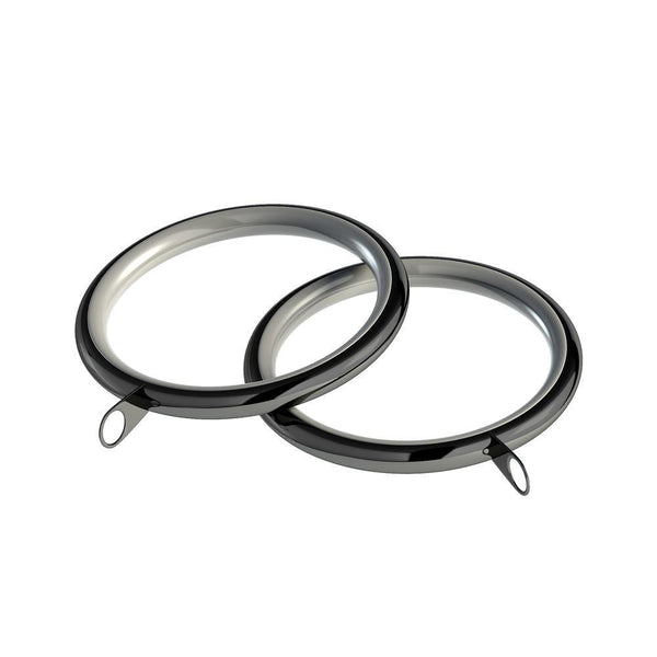 8 Pack 28mm Lined Curtain Rings Polished Graphite - Ideal