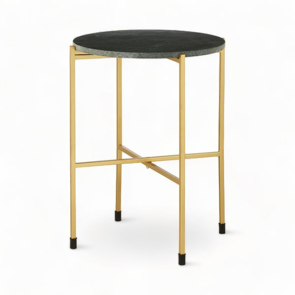 Green Marble & Gold Lattice Side Table