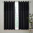 Catherine Lansfield Lattice Cut Velvet Eyelet Curtains - Black