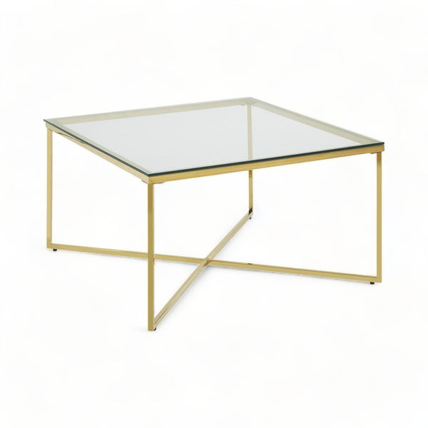 Nairn Gold End Table with Clear Tempered Glass Top