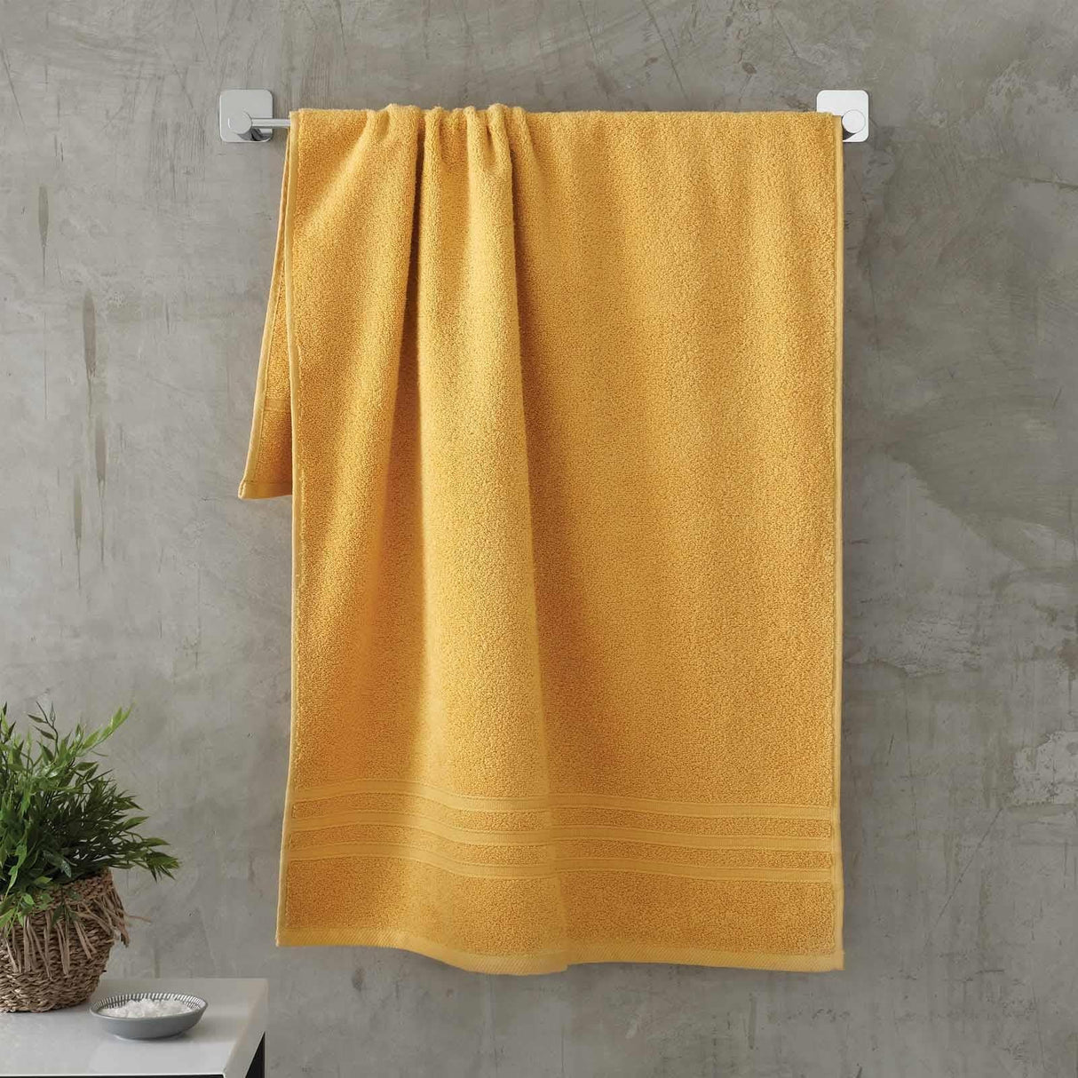 Catherine Lansfield Zero Twist Cotton 500gsm Bath Sheet Towel Bale Pair - Ochre