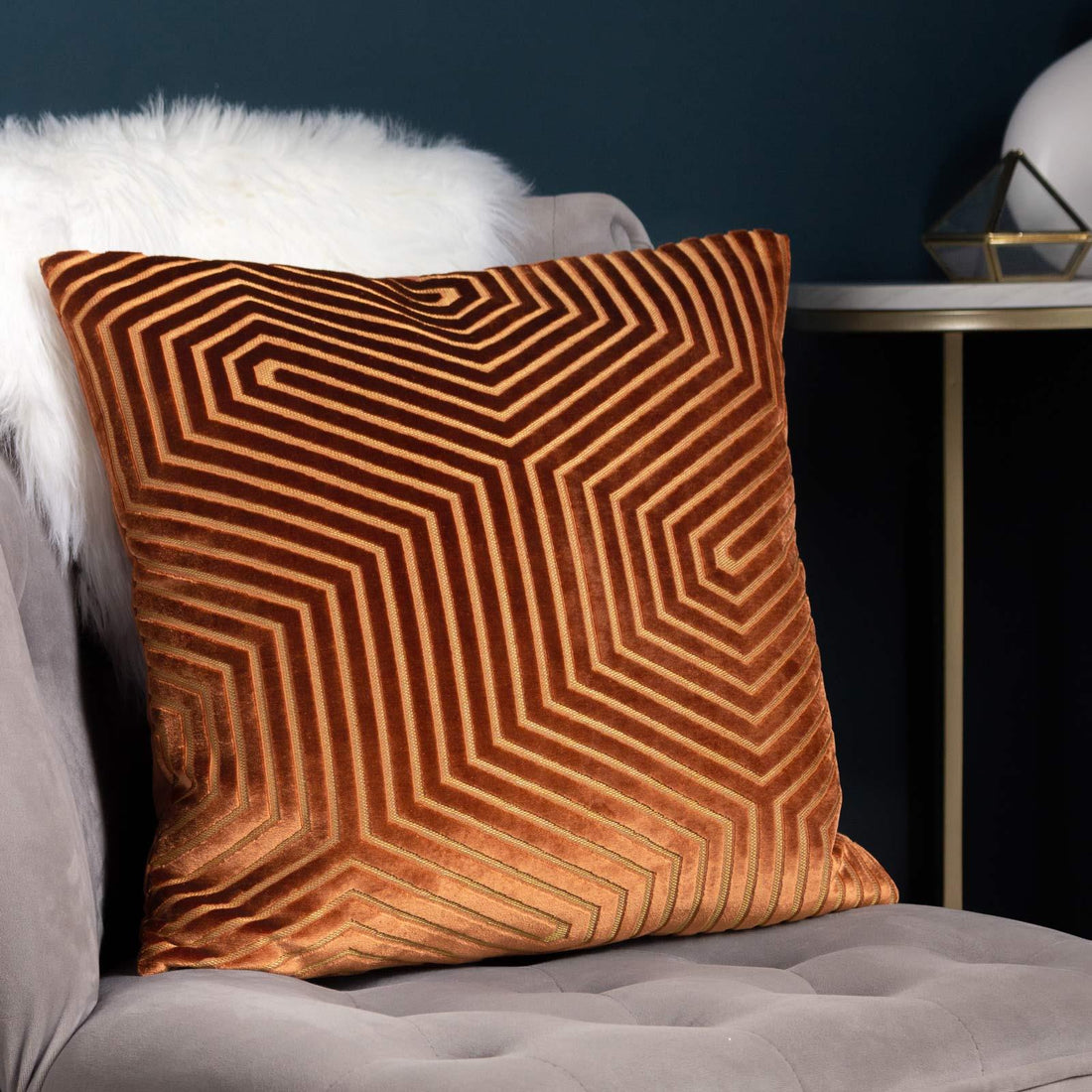 Evoke Cut Velvet Brick Cushion Cover 45cm x 45cm