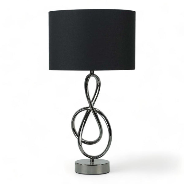 Black G-Clef Design Metal Table Lamp with Linen Shade - 50cm