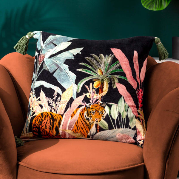 Midnight Jungle Tiger Cushion Cover
