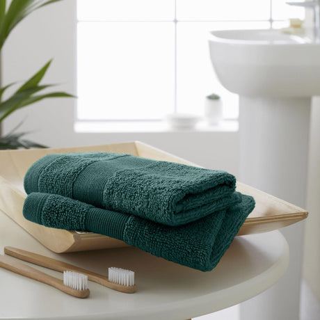 Catherine Lansfield Anti-Bacterial Face Cloth Towel Pair - Forest Green