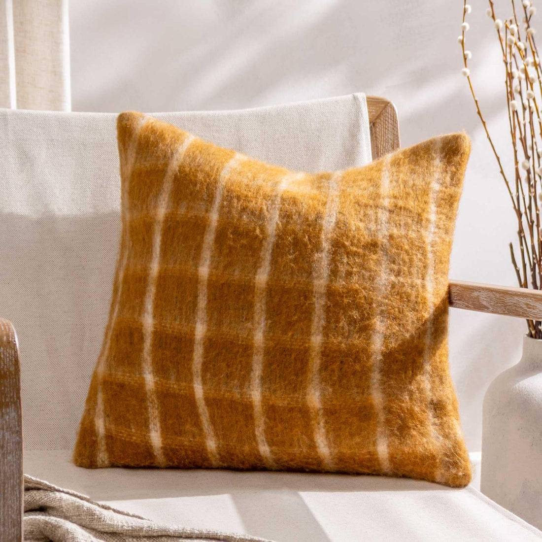 Yarrow Check Ginger Cushion Cover 45cm x 45cm (45cmx45cm)