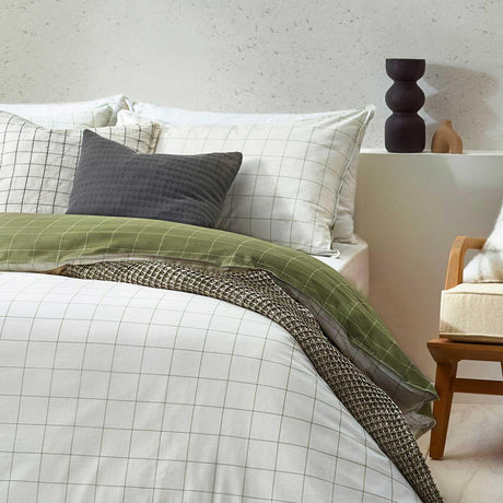 Howarth Check Moss + Natural Duvet Cover Set