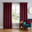 Strata Thermal Dim Out Woven Eyelet Curtains Pair - Wine