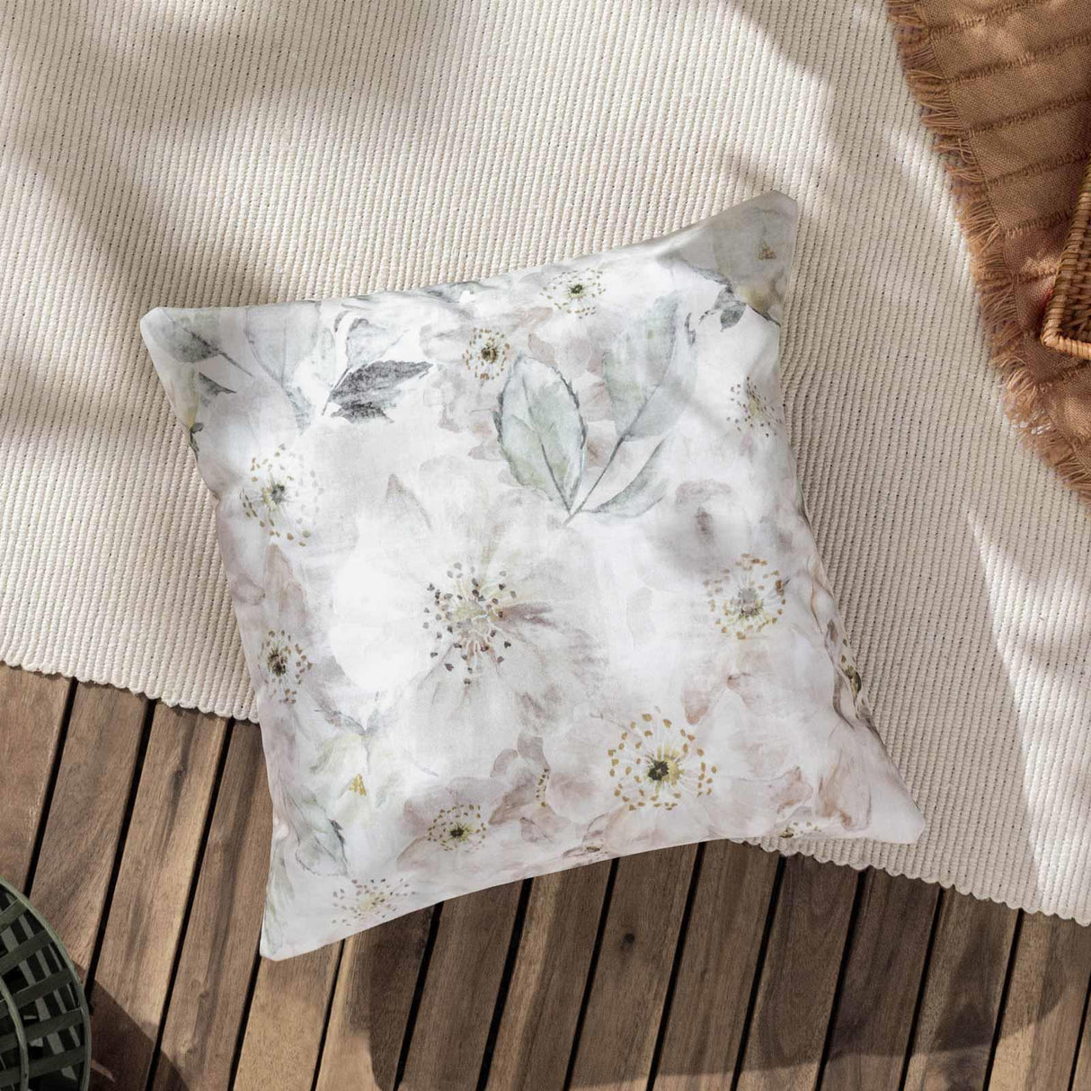 Canina Outdoor Floral Cushion Cover 17" x 17" (43cm x 43cm) by Evans Lichfield