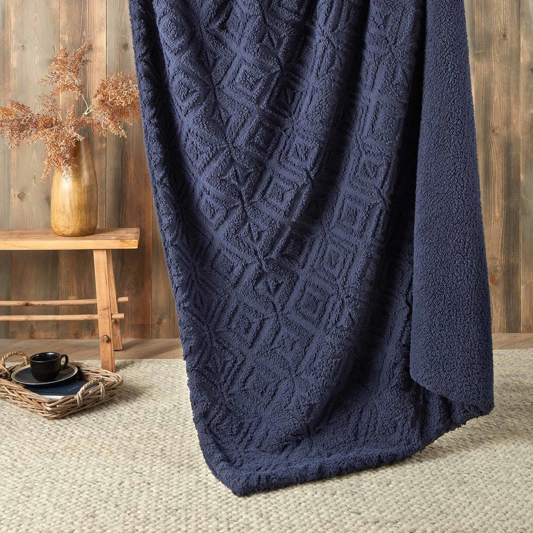 Snug Romo Cosy Fleece Reversible Throw – Navy – 130cm x 180cm