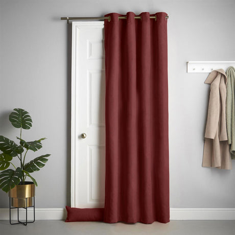 Velvet Chenille Eyelet Door Curtain - Red