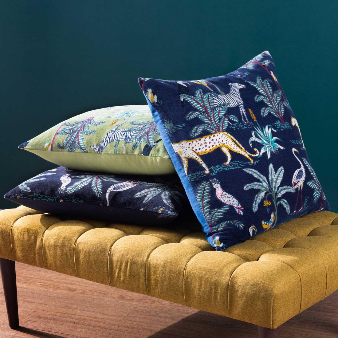 Wilds Tropical 100% Cotton Velvet Cushion Cover 55cm x 55cm