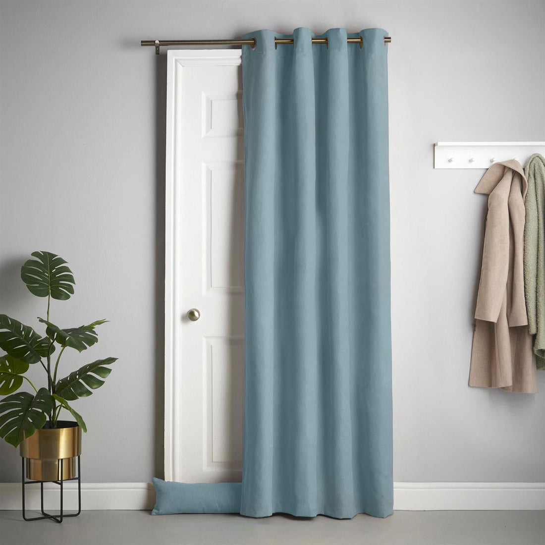 Eyelet Teal Velvet Chenille Thermal Blackout Door Curtain 55 x 84 Inch