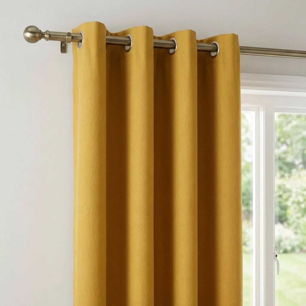 Sorbonne Cotton Lined Ready Made Eyelet Curtains - Ochre image 2