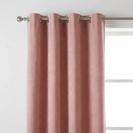 Velvet Chenille Eyelet Curtains - Blush image 2