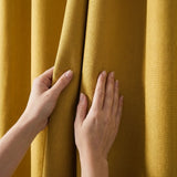 Sorbonne Cotton Lined Ready Made Eyelet Curtains - Ochre image 3