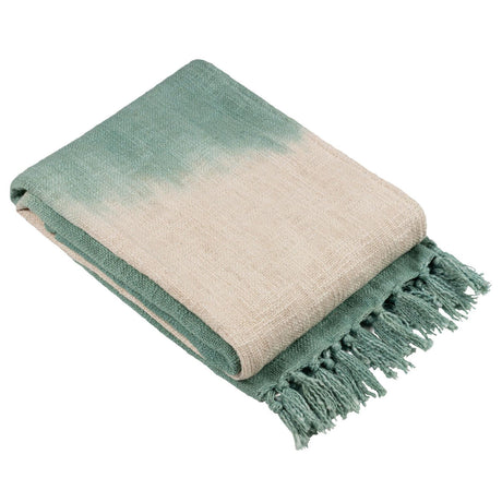 Mizu Dip Dye Fringed Cotton Throw 130cm x 170cm by furn.