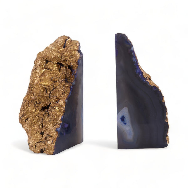 Agate Bookends Blue & Gold