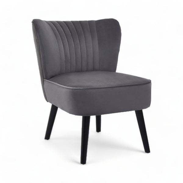 Grey Velvet Chair Black Splayed Legs