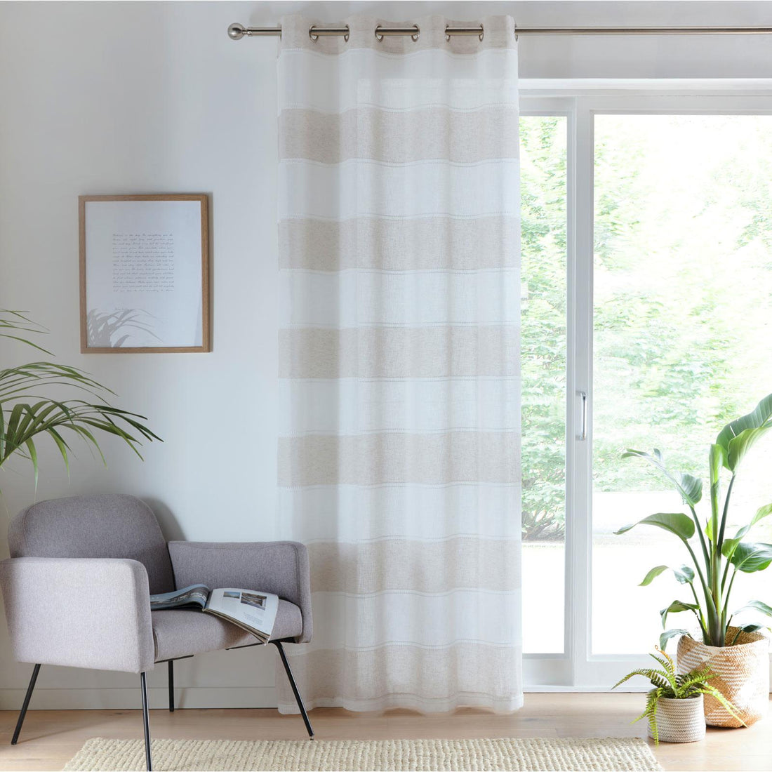 Santorini Eyelet Natural Voile Curtains Panel