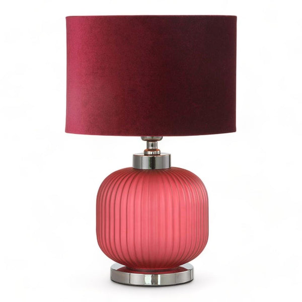 Pleated Glass Table Lamp Frost Purple 44.5cm