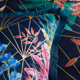 Aloria Botanical Tassel Fringe Navy Cushion by Hyperion Interiors