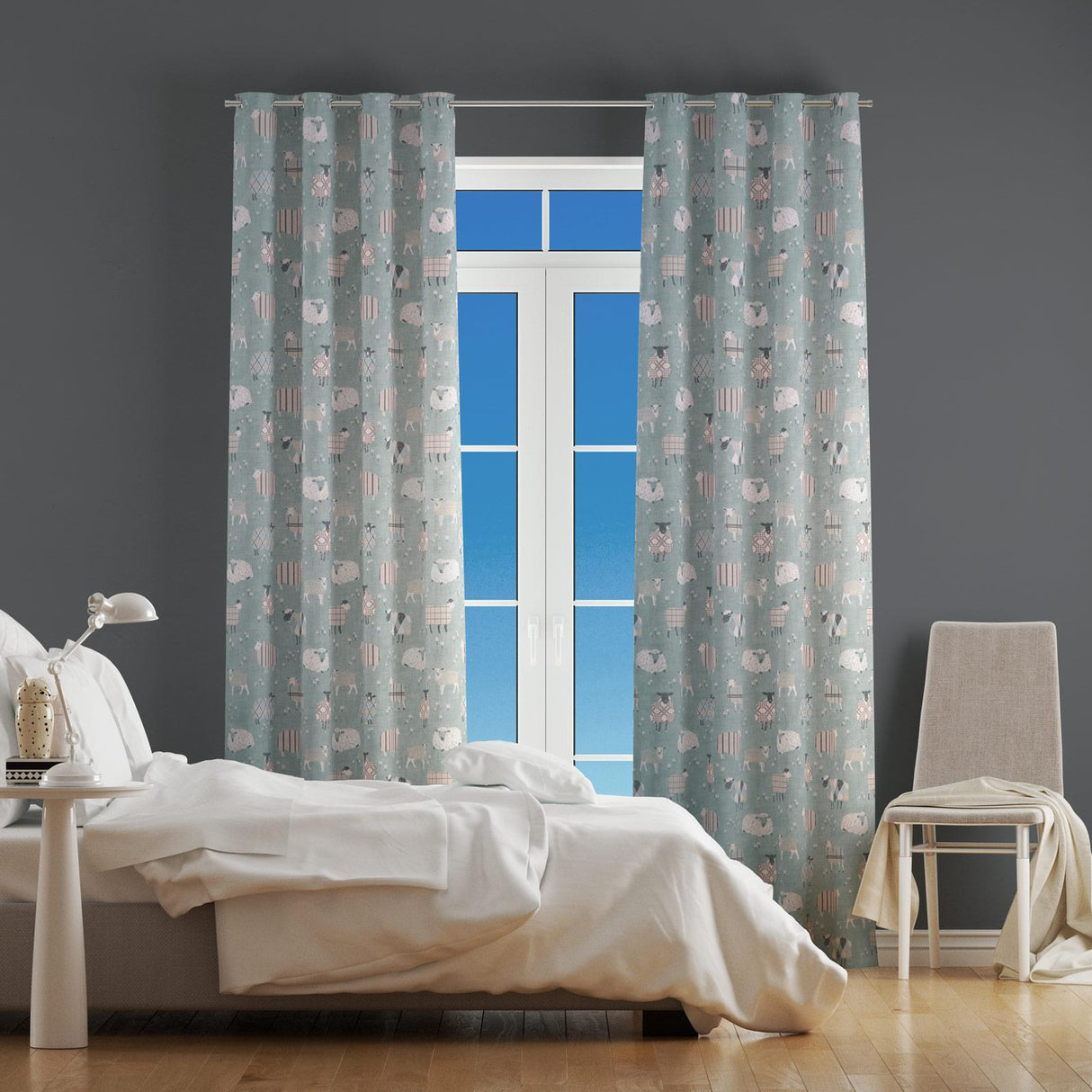 Baa Baa Duck Egg Made To Measure Curtains by Style Furnishings