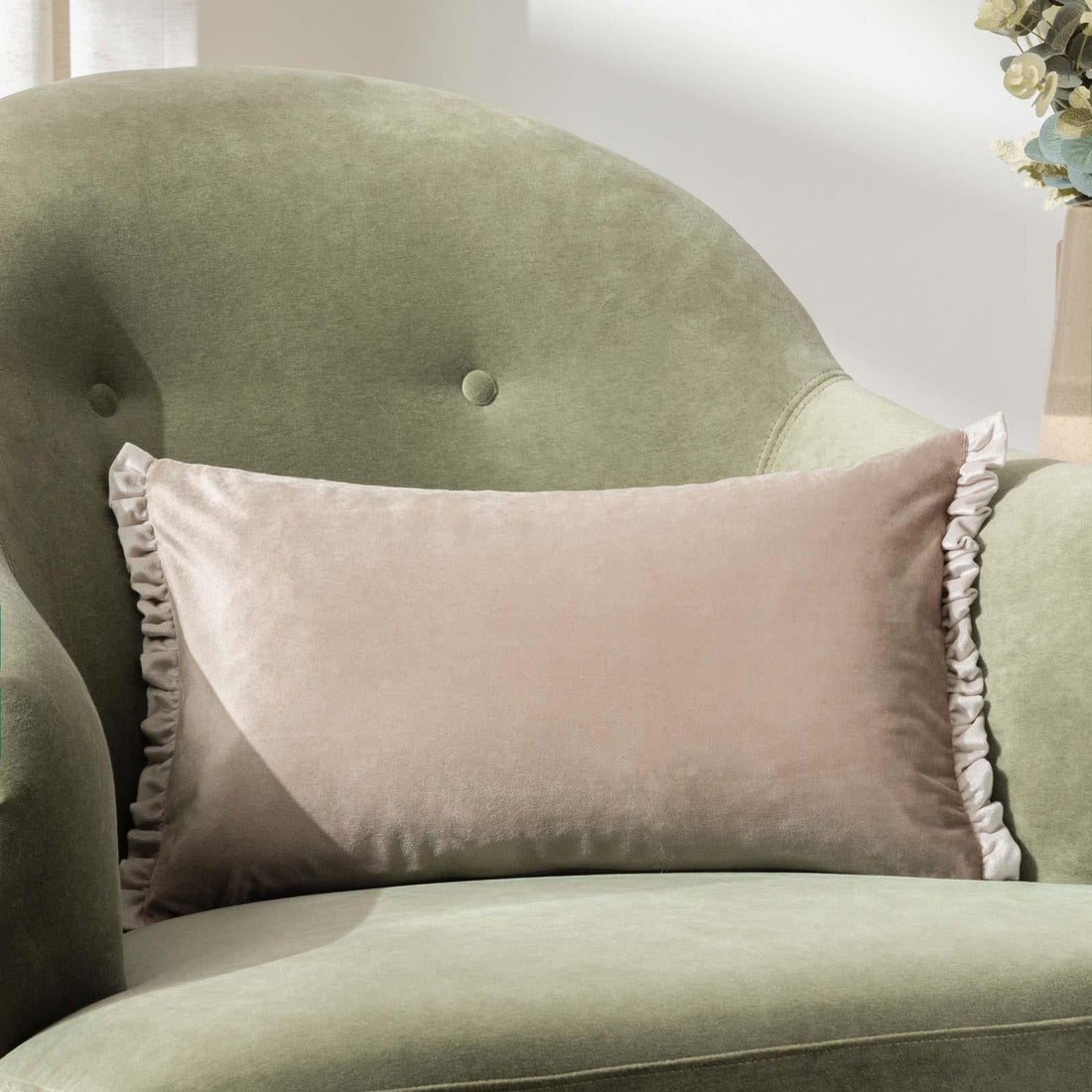 Tilly Velvet Oyster + Lace Cushion Cover 30cm x 50cm