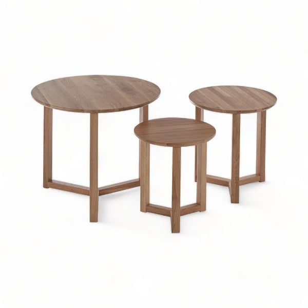 Set of 3 Rustic Wooden Side Tables