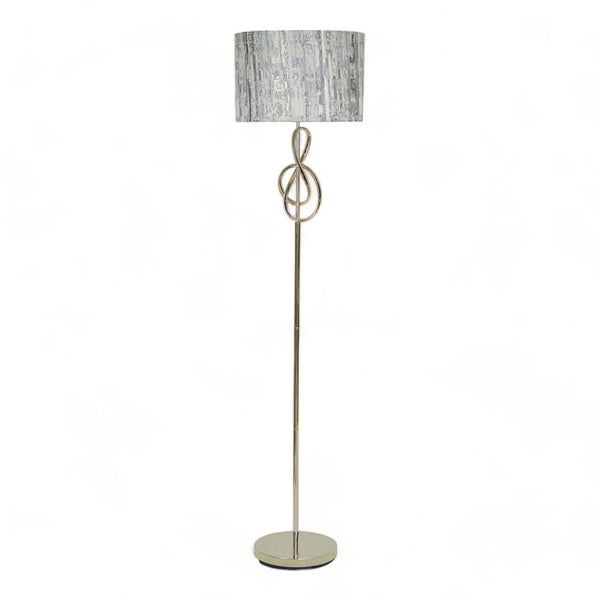 Metal Floor Lamp Gold with Grey Linen Shade - 159cm