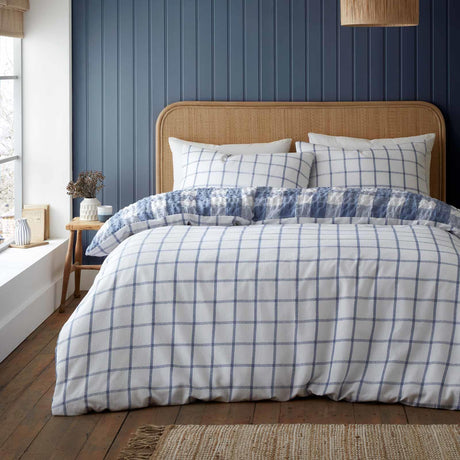 Catherine Lansfield Brushed Seersucker Gingham Cosy Duvet Cover Set 10