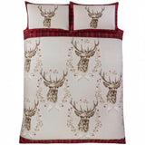 Angus Stag Flannelette Duvet Cover Set - Red
