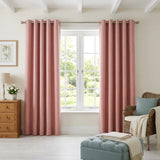 Velvet Chenille Eyelet Curtains - Blush