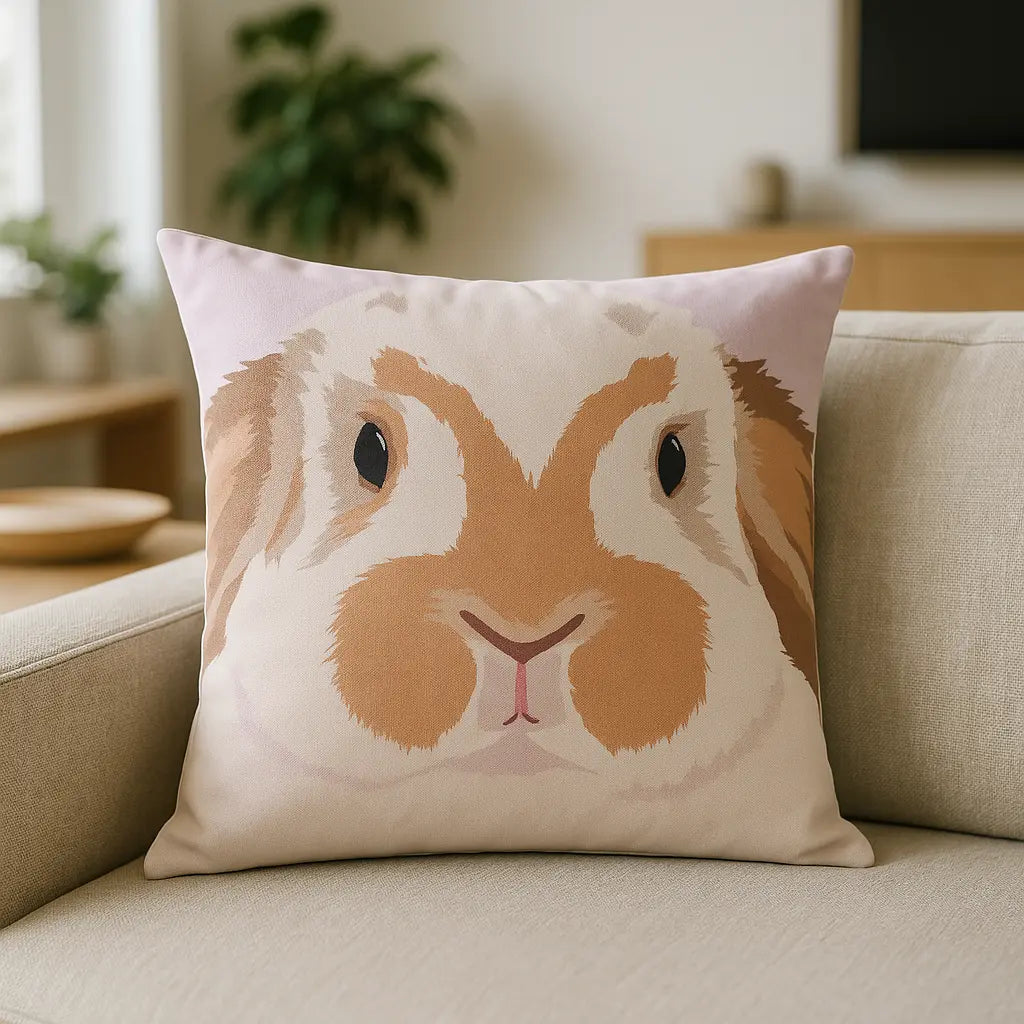 Animal and Inspirational Velvet Cushion Cover 45cm x 45cm - Holland Lop