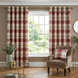 Balmoral Tartan Check Eyelet Curtains Ready Made - Ruby