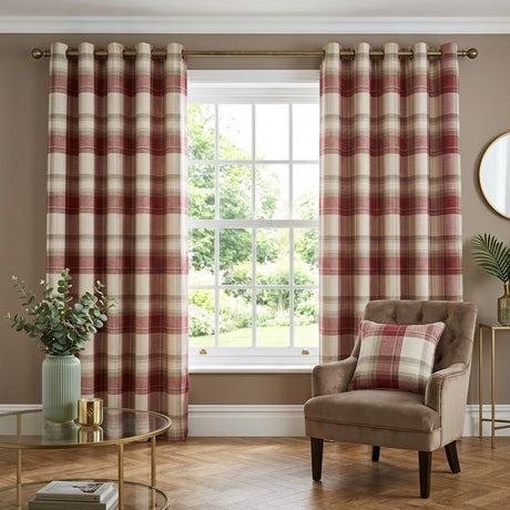 Balmoral Tartan Check Eyelet Curtains Ready Made 7