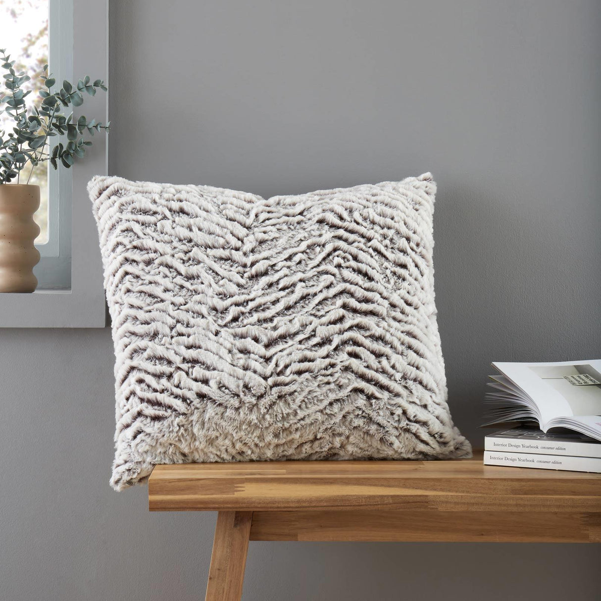 Wolf Faux Fur Cushion by Catherine Lansfield