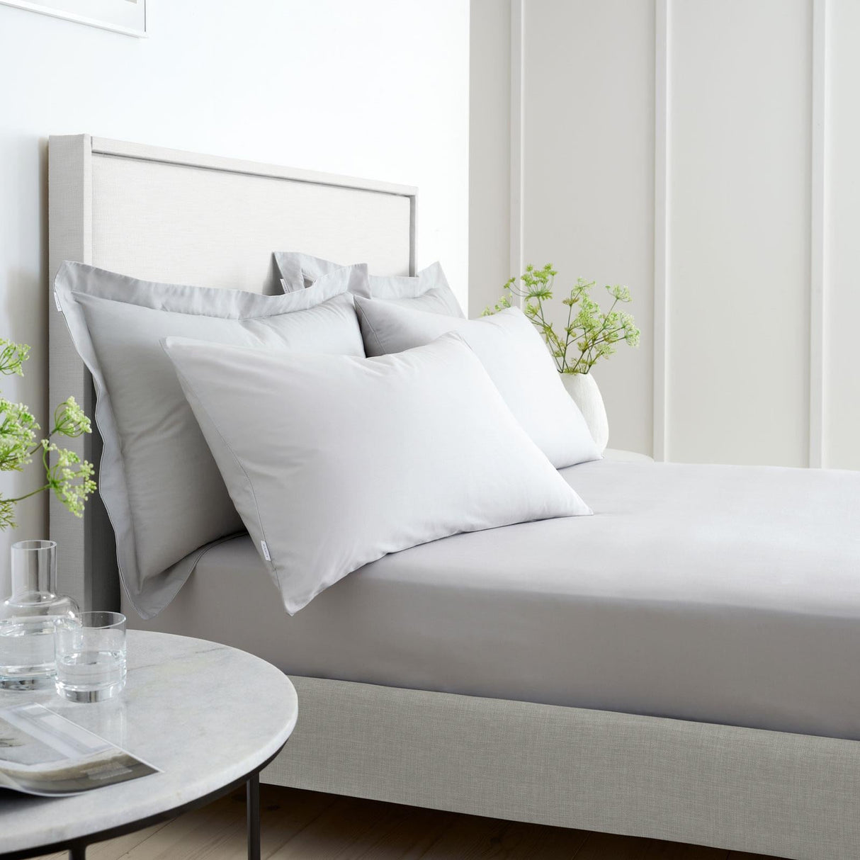 Bianca 200 Thread Count Cotton Percale 32cm Deep Fitted Sheet - Grey