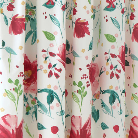 Dreams & Drapes Abstract Poppy Red Floral Eyelet Curtains 66" x 72 3