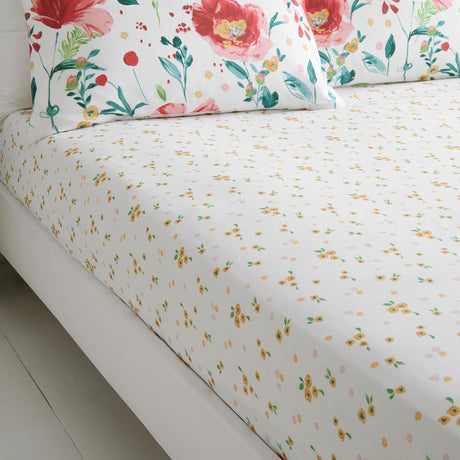 Dreams & Drapes Abstract Poppy Floral Polycotton Fitted Sheet
